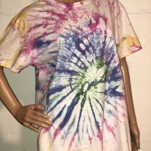 Custom Tie Dye T-shirt with blues, pinks, purple